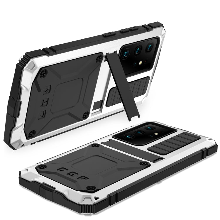 For Samsung Galaxy S21 Ultra 5G R-JUST Shockproof Waterproof Dust-proof Metal + Silicone Protective Case with Holder(Silver) - Galaxy S21 Ultra 5G Cases by R-JUST | Online Shopping South Africa | PMC TechLife | Buy Now Pay Later Mobicred
