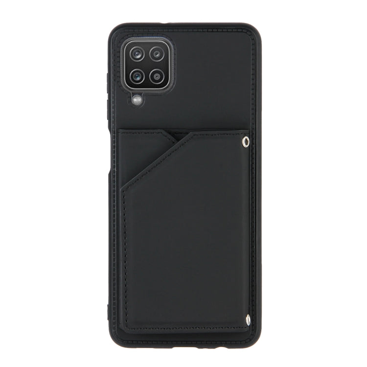 For Samsung Galaxy A12 Skin Feel PU + TPU + PC Back Cover Shockproof Case with Card Slots & Holder & Photo Frame(Black) - Galaxy Phone Cases by PMC TechLife | Online Shopping South Africa | PMC TechLife