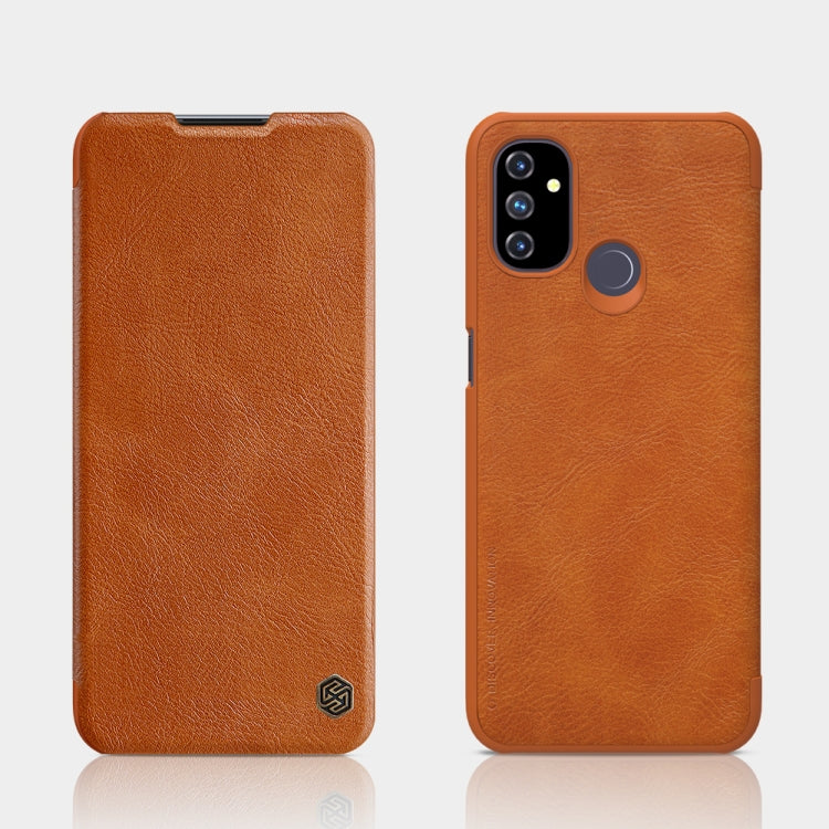 For OnePlus Nord N100 NILLKIN QIN Series Crazy Horse Texture Horizontal Flip Leather Case with Card Slot(Brown) - OnePlus Cases by NILLKIN | Online Shopping South Africa | PMC TechLife
