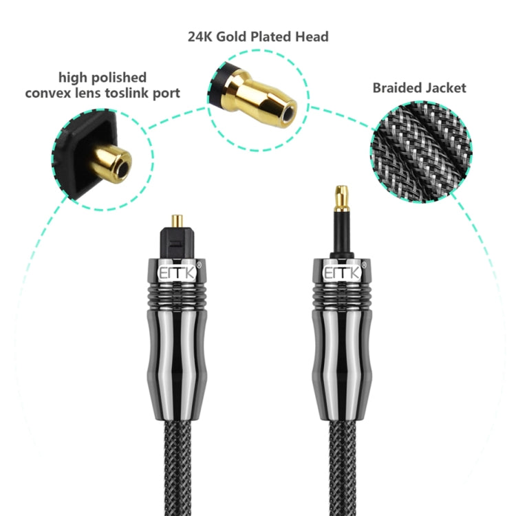 EMK OD6.0mm 3.5mm Digital Sound Toslink to Mini Toslink Digital Optical Audio Cable, Length:1m - free shipping - PMC TechLife - Order now!