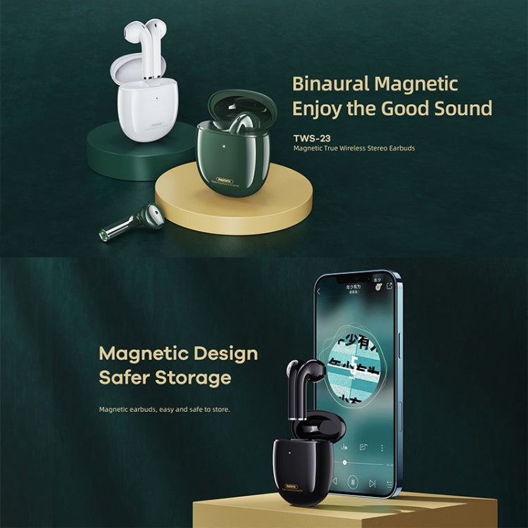 Remax TWS-23 Bluetooth 5.0 Magnetic True Wireless Stereo Bluetooth Earphone(White) - free shipping - PMC TechLife - Order now!