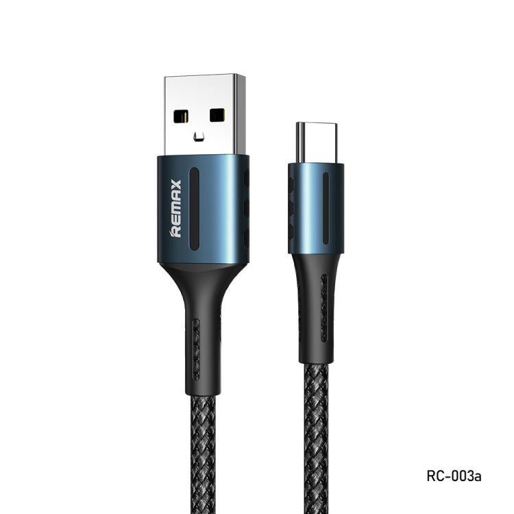 Remax RC-003a 2.4A Type-C / USB-C Barrett Series Charging Data Cable, Length: 1m(Black) - USB-C & Type-C Cable by REMAX | Online Shopping South Africa | PMC TechLife | Buy Now Pay Later Mobicred