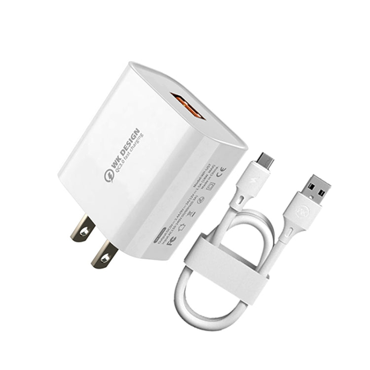 WK WP-U57 Max 18W Maxspeed QC3.0 Fast Charger + USB to 8 Pin Data Cable, Plug Type:US Plug - USB Charger by WK | Online Shopping South Africa | PMC TechLife | Buy Now Pay Later Mobicred