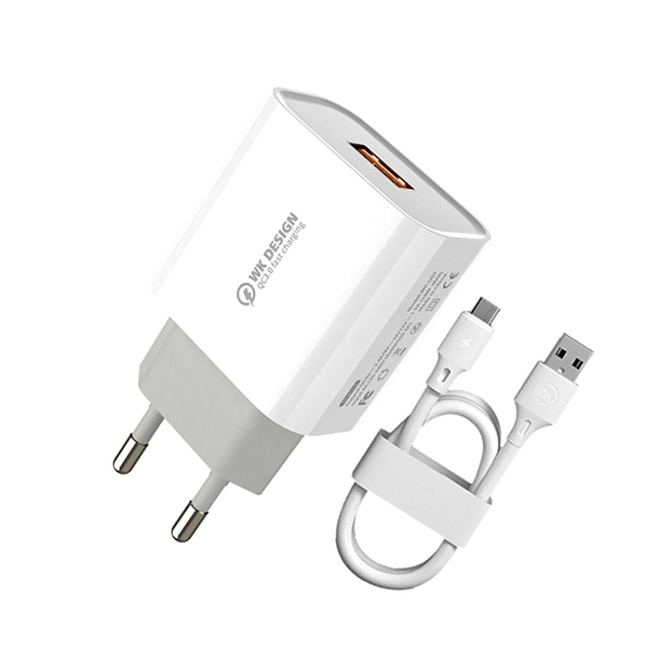 WK WP-U57 Max 18W Maxspeed QC3.0 Fast Charger + USB to 8 Pin Data Cable, Plug Type:EU Plug - free shipping - PMC TechLife - Order now!