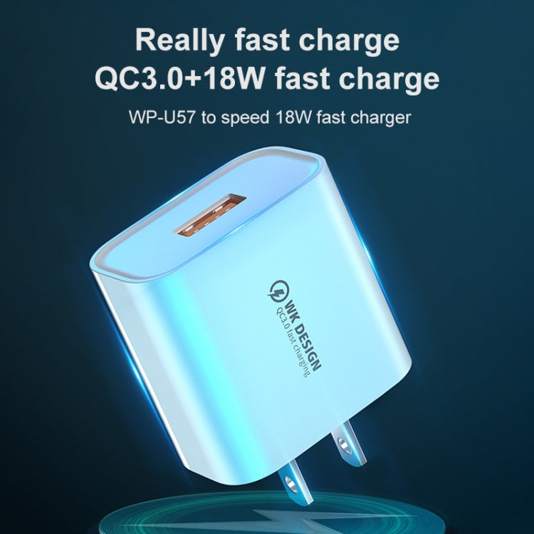 WK WP-U57 Max 18W Maxspeed QC3.0 Fast Charger + USB to 8 Pin Data Cable, Plug Type:EU Plug - free shipping - PMC TechLife - Order now!