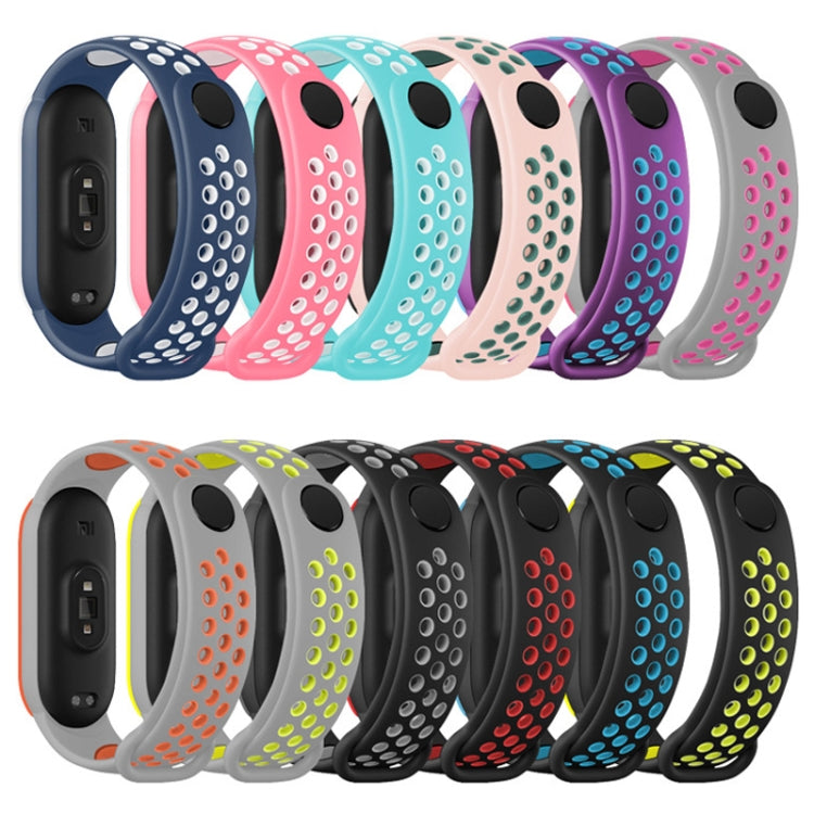 For Xiaomi Mi Band 6 (CA8856) Breathable Silicone Watch Band with Holes(Grey+Orange) - free shipping - PMC TechLife - Order now!