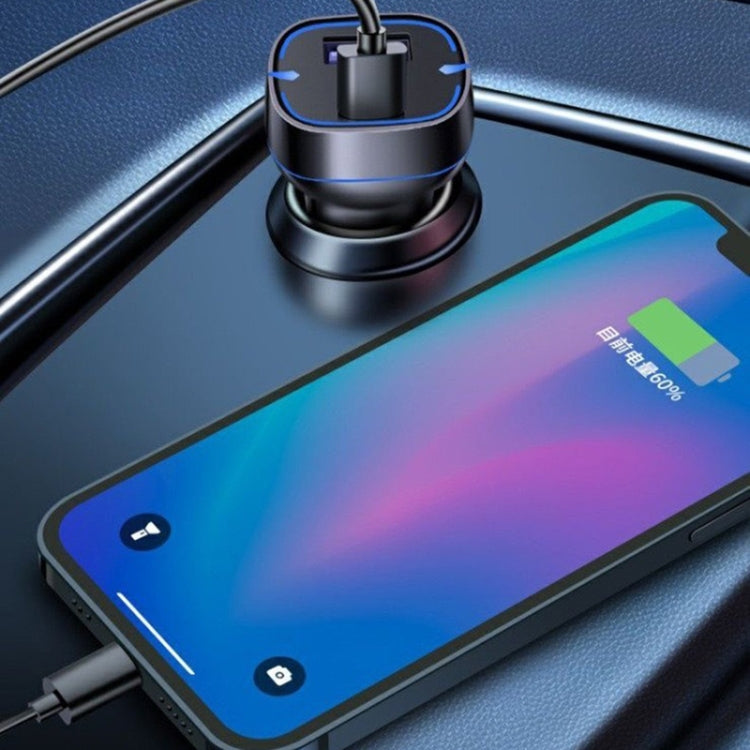 QC USB + USB-C / Type-C Dual Ports Fast Charging Car Charger with Luminous Aperture(White) - Car Charger by PMC TechLife | Online Shopping South Africa | PMC TechLife