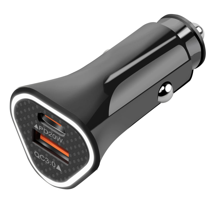 YSY-313PD20W QC3.0 USB + PD 20W USB-C / Type-C Triangle Dual Ports Fast Charging Car Charger(Black) - Car Charger by PMC TechLife | Online Shopping South Africa | PMC TechLife