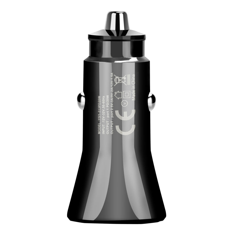 YSY-313PD20W QC3.0 USB + PD 20W USB-C / Type-C Triangle Dual Ports Fast Charging Car Charger(Black) - Car Charger by PMC TechLife | Online Shopping South Africa | PMC TechLife
