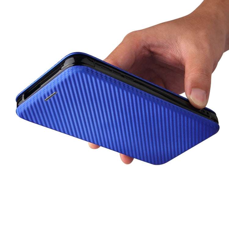 For Blackview BV6300 Pro Carbon Fiber Texture Horizontal Flip TPU + PC + PU Leather Case with Card Slot(Blue) - free shipping - PMC TechLife - Order now!
