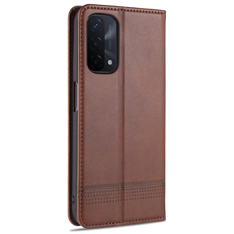 For OPPO A74 (5G) AZNS Magnetic Calf Texture Horizontal Flip Leather Case with Card Slots & Holder & Wallet(Dark Brown) - OPPO Cases by AZNS | Online Shopping South Africa | PMC TechLife | Buy Now Pay Later Mobicred