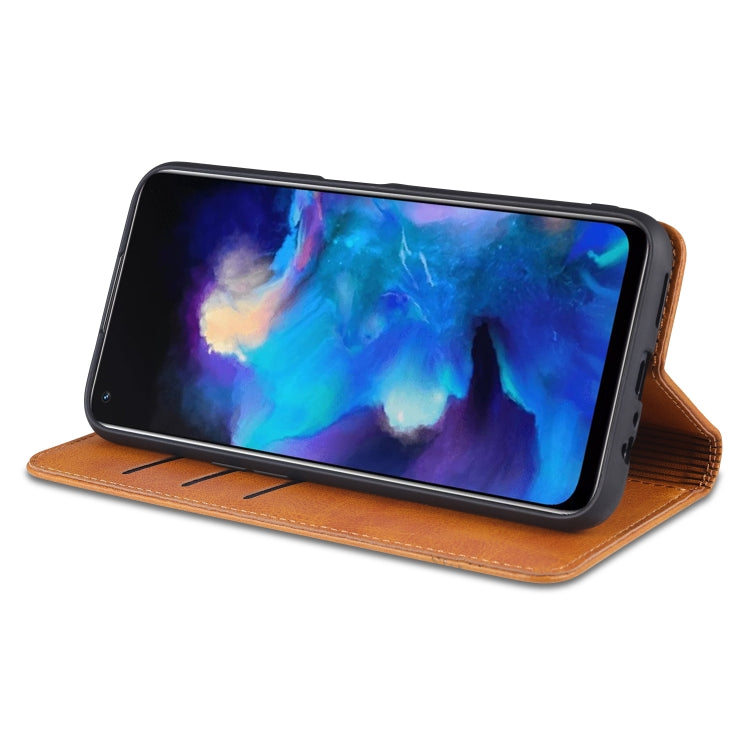 For OPPO A74 (5G) AZNS Magnetic Calf Texture Horizontal Flip Leather Case with Card Slots & Holder & Wallet(Dark Brown) - OPPO Cases by AZNS | Online Shopping South Africa | PMC TechLife | Buy Now Pay Later Mobicred