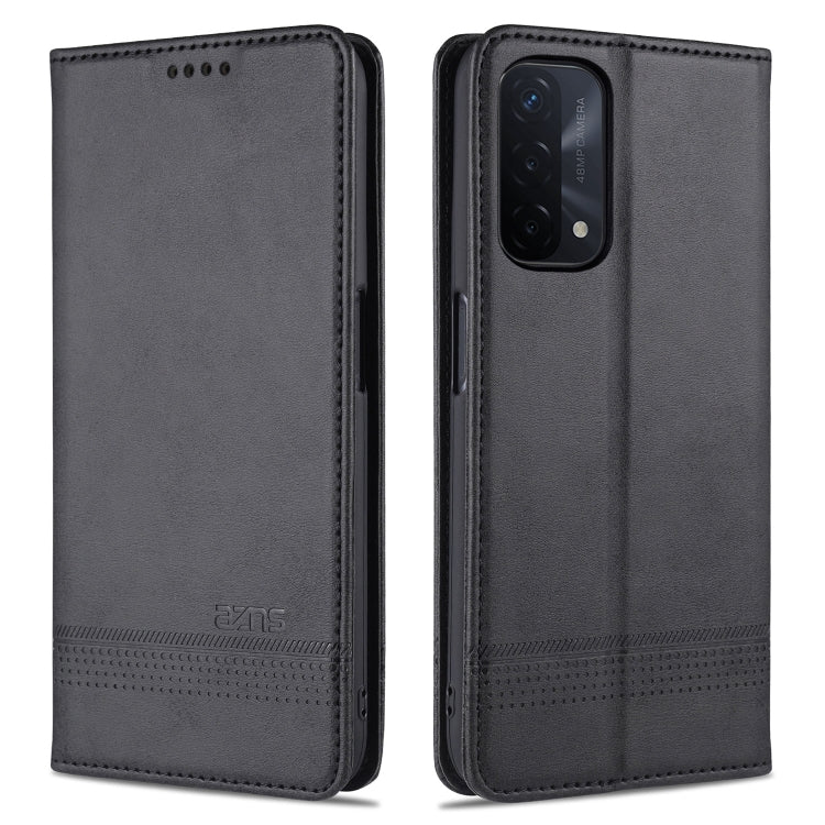 For OPPO A74 (5G) AZNS Magnetic Calf Texture Horizontal Flip Leather Case with Card Slots & Holder & Wallet(Black) - OPPO Cases by AZNS | Online Shopping South Africa | PMC TechLife | Buy Now Pay Later Mobicred