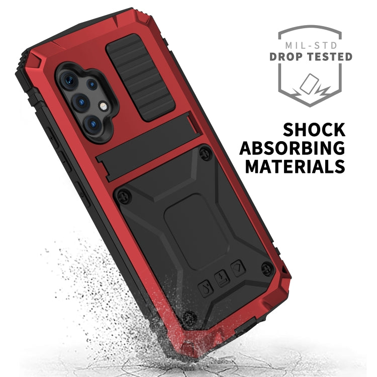 For Samsung Galaxy A32 4G R-JUST Waterproof Shockproof Dustproof Metal + Silicone Protective Case with Holder(Red) - Galaxy Phone Cases by R-JUST | Online Shopping South Africa | PMC TechLife | Buy Now Pay Later Mobicred