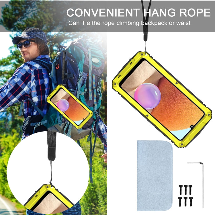 For Samsung Galaxy A32 4G R-JUST Waterproof Shockproof Dustproof Metal + Silicone Protective Case with Holder(Yellow) - Galaxy Phone Cases by R-JUST | Online Shopping South Africa | PMC TechLife | Buy Now Pay Later Mobicred