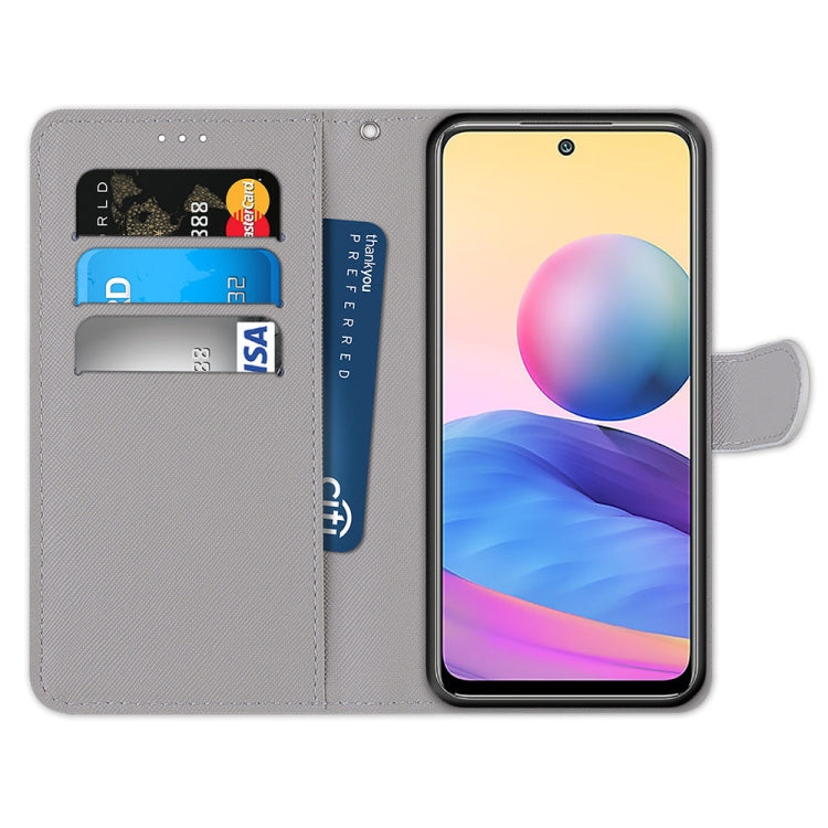 For Xiaomi Redmi Note 10 5G Coloured Drawing Cross Texture Horizontal Flip PU Leather Case with Holder & Card Slots & Wallet & Lanyard(Color Bottom Hollow Flower) - free shipping - PMC TechLife - Order now!