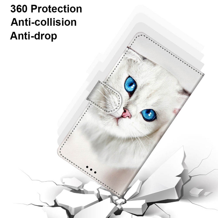 For Xiaomi Redmi Note 10 5G Coloured Drawing Cross Texture Horizontal Flip PU Leather Case with Holder & Card Slots & Wallet & Lanyard(White Kitten) - free shipping - PMC TechLife - Order now!