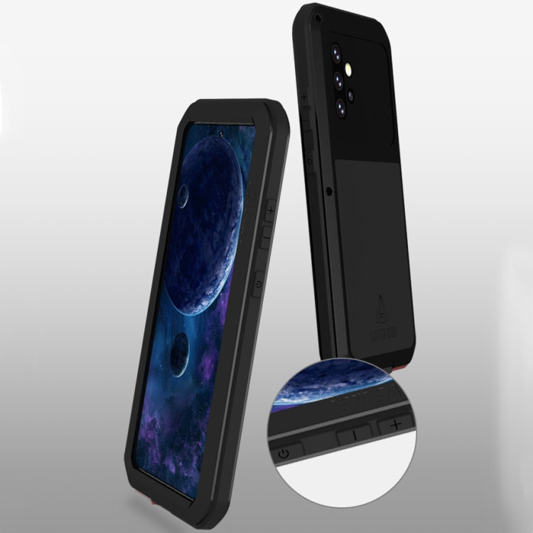 For Samsung Galaxy A52 5G / 4G LOVE MEI Metal Shockproof Waterproof Dustproof Protective Case with Glass(Black) - Galaxy Phone Cases by LOVE MEI | Online Shopping South Africa | PMC TechLife | Buy Now Pay Later Mobicred