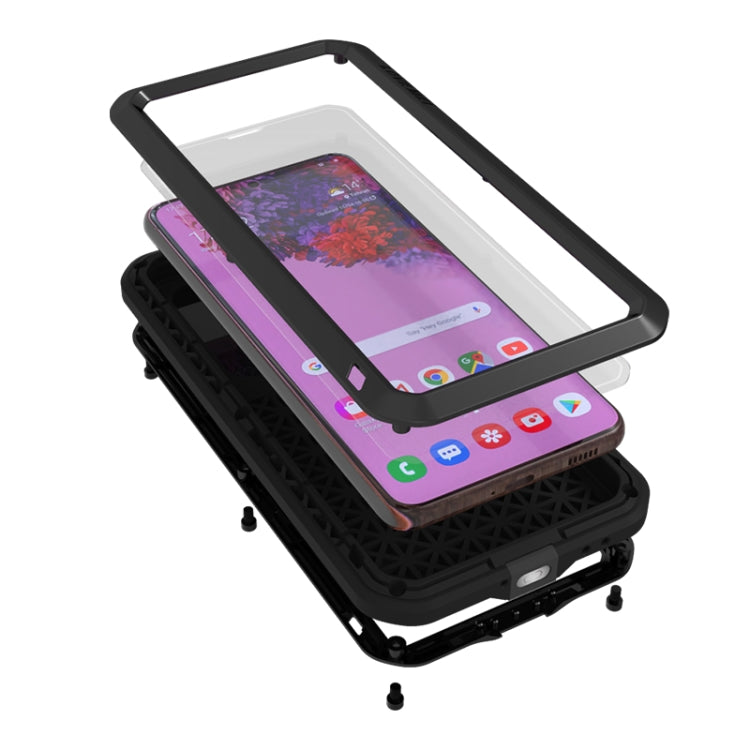 For Samsung Galaxy S21 5G LOVE MEI Metal Shockproof Waterproof Dustproof Protective Case with Glass(Black) - free shipping - PMC TechLife - Order now!