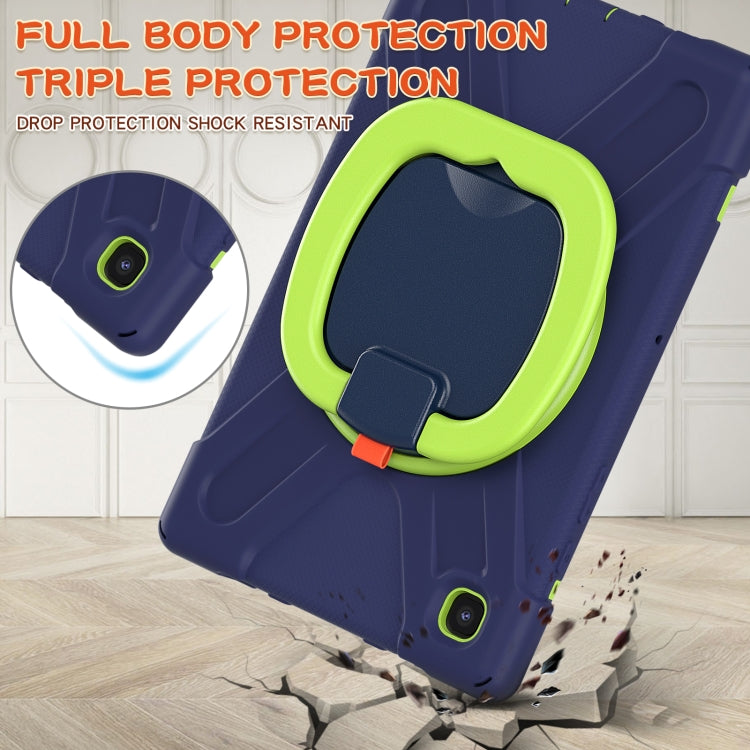For iPad 9.7 inch (2018/2017) Silicone + PC Protective Case with Holder & Shoulder Strap(Navy Blue + Yellow Green) - free shipping - PMC TechLife - Order now!