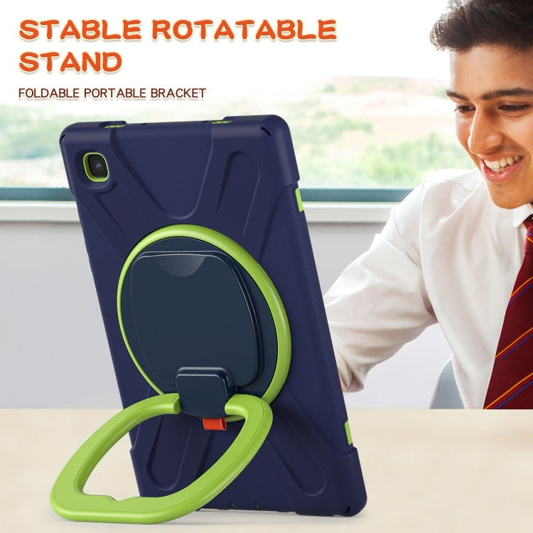 For iPad 9.7 inch (2018/2017) Silicone + PC Protective Case with Holder & Shoulder Strap(Navy Blue + Yellow Green) - free shipping - PMC TechLife - Order now!