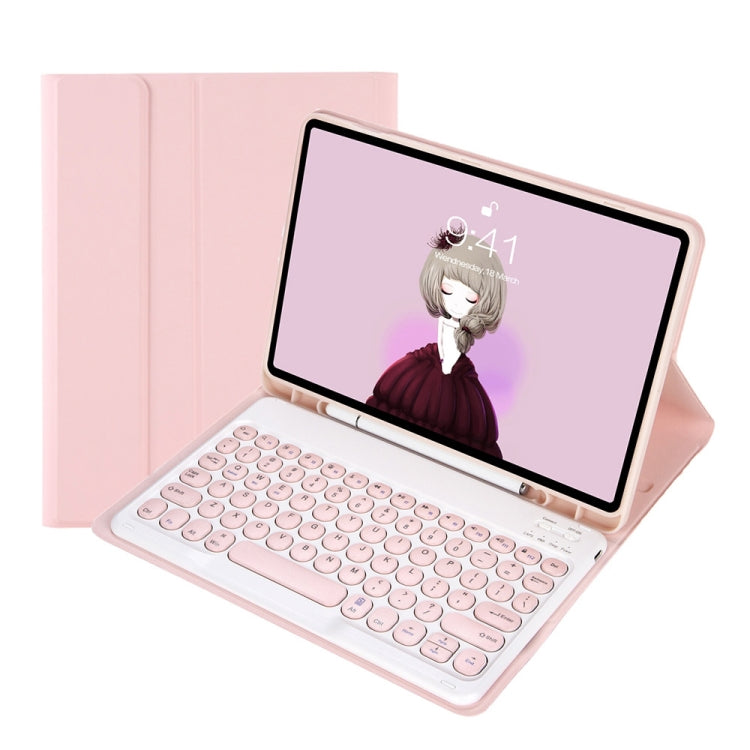 YT098B Detachable Candy Color Skin Feel Texture Round Keycap Bluetooth Keyboard Leather Case For iPad Air 11 2024 / 2025 / Air 4 10.9 2020 / Air 5 10.9 2022 (Pink) - free shipping - PMC TechLife - Order now!