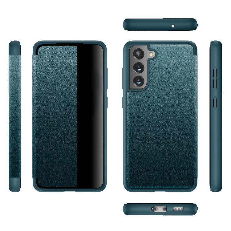 For Samsung Galaxy S21 FE Shockproof Horizontal Flip Plain Leather Phone Case(Green) - free shipping - PMC TechLife - Order now!