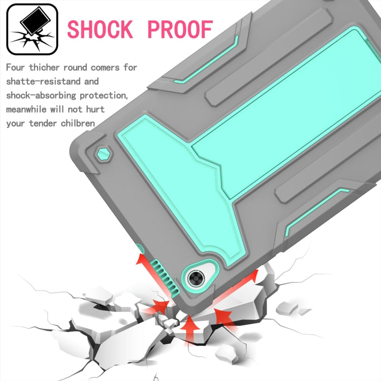 For Lenovo Tab M10 HD 2nd Gen TB-X306X T-shaped Bracket Contrast Color Shockproof PC + Silicone Flat Protective Case(Grey + Mint Green) - free shipping - PMC TechLife - Order now!