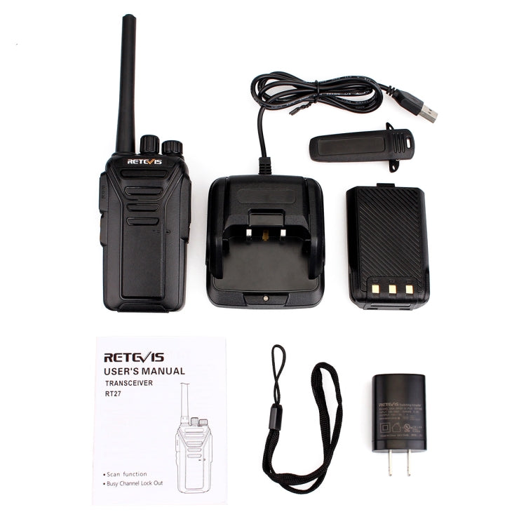 RETEVIS RT27 2W US Frequency 462.5500MHz-467.7125MHz 22CHS FRS Two Way Radio Handheld Walkie Talkie, US Plug(Black) - free shipping - PMC TechLife - Order now!