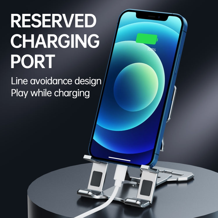 R-JUST HZ06 Universal Foldable Magnetic Flakes Aluminum Alloy Mobile Phones / Tablets Holder(Silver) - Desktop Holder by R-JUST | Online Shopping South Africa | PMC TechLife | Buy Now Pay Later Mobicred