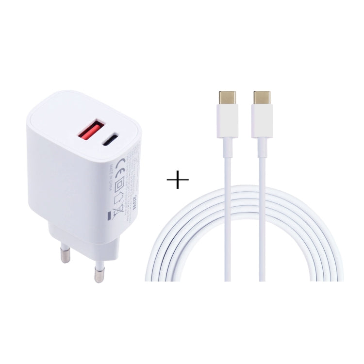 T087 20W USB-C / Type-C + USB Ports Charger with 100W Type-C to Type-C Fast Charging Cable 1m, EU Plug - free shipping - PMC TechLife - Order now!