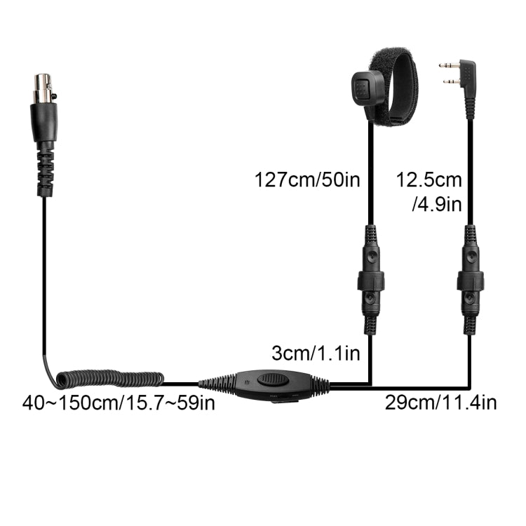 RETEVIS EH050K 2 Pin Adjustable Volume Noise Reduction Aviation Headphone Microphone with Finger PTT - free shipping - PMC TechLife - Order now!