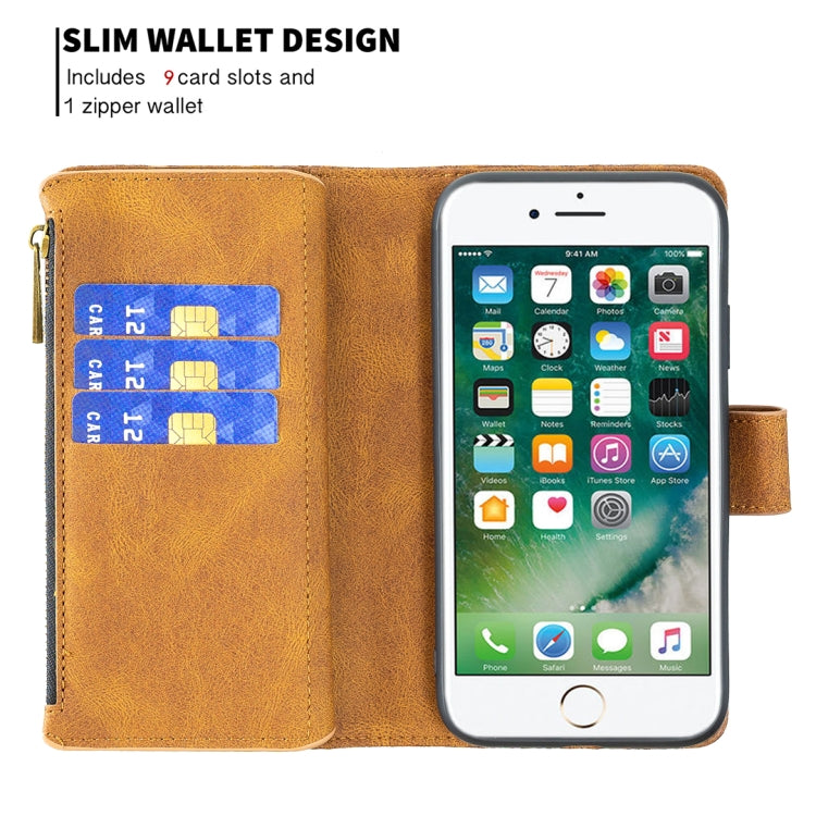 For iPhone 8 Plus / 7 Plus Flying Butterfly Embossing Pattern Zipper Horizontal Flip Leather Case with Holder & Card Slots & Wallet(Brown) - More iPhone Cases by PMC TechLife | Online Shopping South Africa | PMC TechLife | Buy Now Pay Later Mobicred