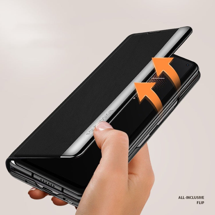 For Xiaomi Mi Mix Fold Matte First Layer Cowhide Folding Leather Case(Black) - Xiaomi Cases by PMC TechLife | Online Shopping South Africa | PMC TechLife
