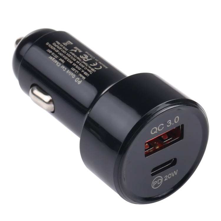 LZ-201 PD 20W USB-C / Type-C + QC 3.0 USB Mini Fast Car Charger(Black) - Car Charger by PMC TechLife | Online Shopping South Africa | PMC TechLife