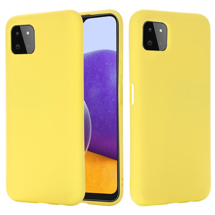 For Samsung Galaxy A22 5G Solid Color Liquid Silicone Dropproof Full Coverage Protective Case(Yellow) - free shipping - PMC TechLife - Order now!