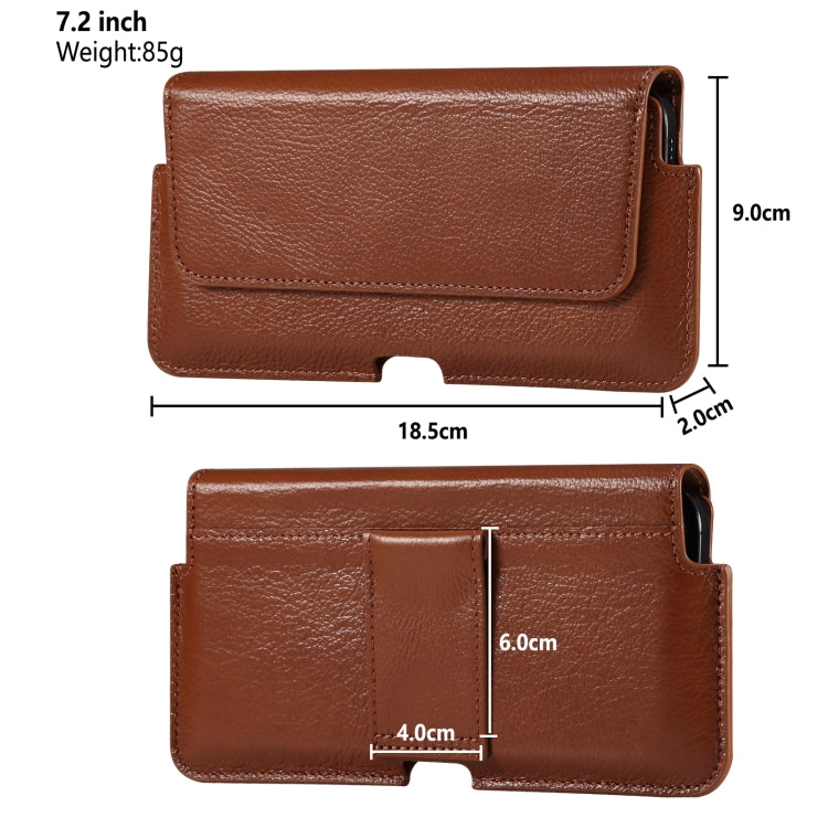 Universal Cow Leather Horizontal Mobile Phone Leather Case Waist Bag For 7.2 inch and Below Phones(Brown) - More iPhone Cases by PMC TechLife | Online Shopping South Africa | PMC TechLife | Buy Now Pay Later Mobicred