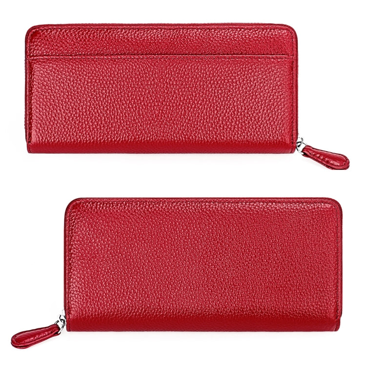 RFID Lychee Texture Fashion Organ Clutch Ladies Zipper Long Change Bag(Red Wine) - free shipping - PMC TechLife - Order now!