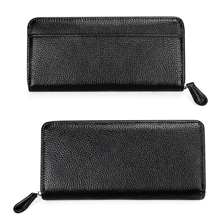 RFID Lychee Texture Fashion Organ Clutch Ladies Zipper Long Change Bag(Black) - free shipping - PMC TechLife - Order now!