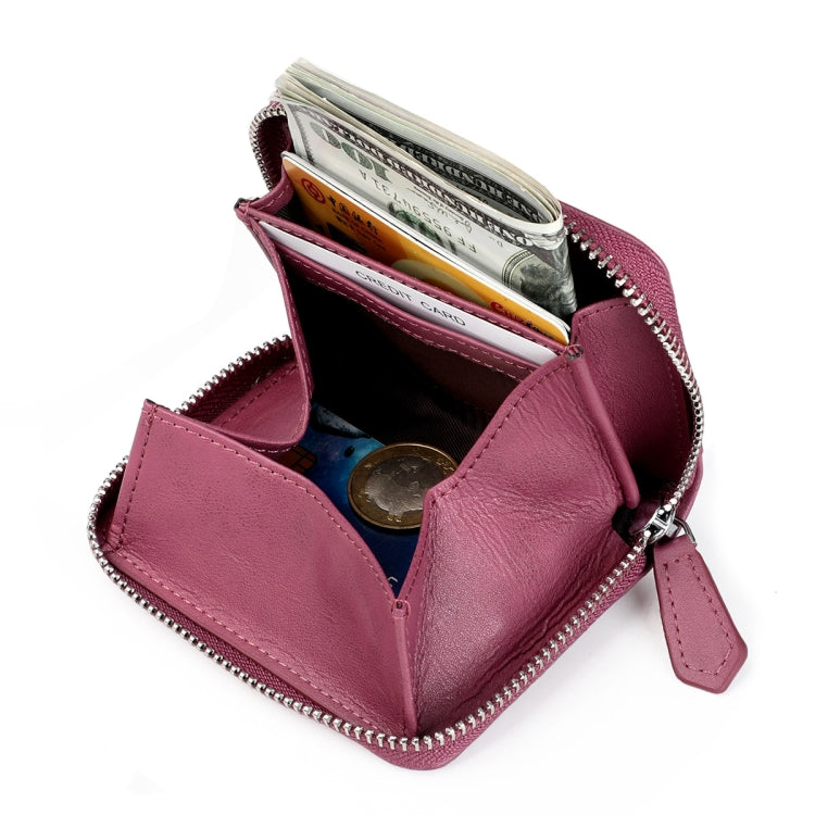 RFID Anti-theft Zipper Leather Coin Purse Coin Storage Bag(Purple) - free shipping - PMC TechLife - Order now!