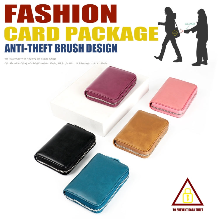 RFID Anti-theft Zipper Leather Coin Purse Coin Storage Bag(Purple) - free shipping - PMC TechLife - Order now!