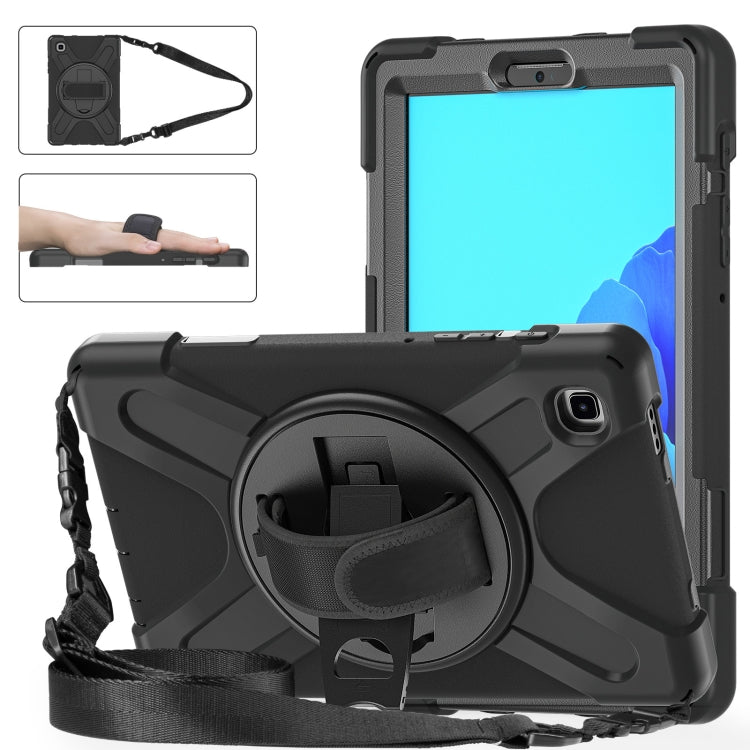For Samsung Galaxy Tab A7 Lite T220 / T225 Silicone + PC Protective Case with Holder & Shoulder Strap(Black) - free shipping - PMC TechLife - Order now!