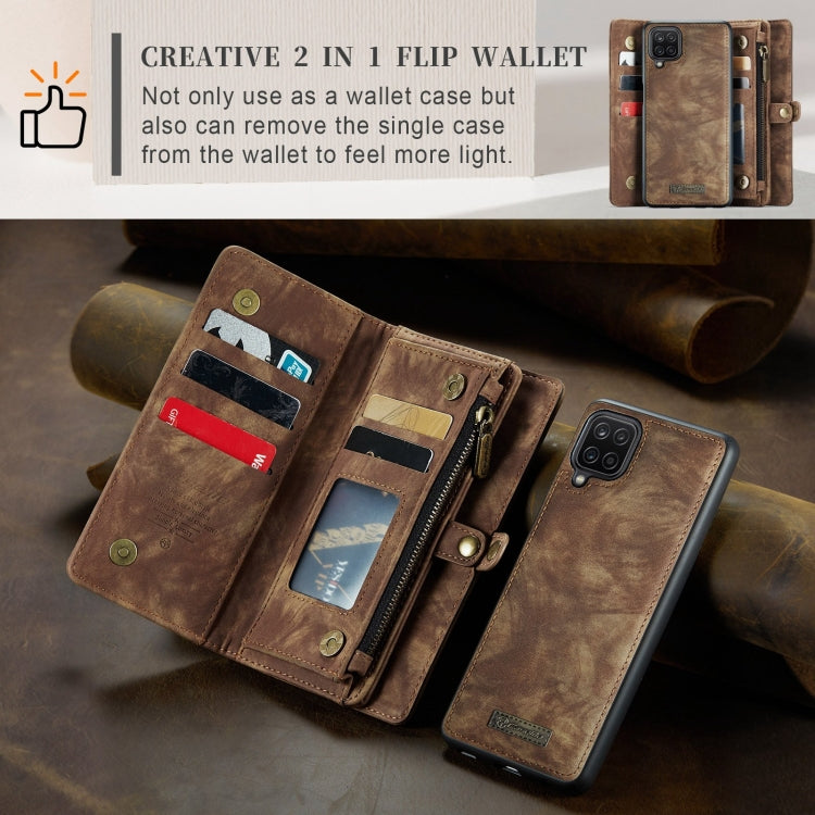 For Samsung Galaxy A12 CaseMe Detachable Multifunctional Horizontal Flip Leather Case, with Card Slot & Holder & Zipper Wallet & Photo Frame(Brown) - Galaxy Phone Cases by CaseMe | Online Shopping South Africa | PMC TechLife | Buy Now Pay Later Mobicred
