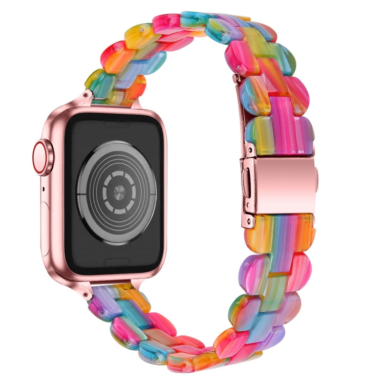 Oval Resin Watch Band For Apple Watch Series 9&8&7 41mm / SE 3&SE 2&6&SE&5&4 40mm / 3&2&1 38mm(Rainbow) - Watch Bands by PMC TechLife | Online Shopping South Africa | PMC TechLife | Buy Now Pay Later Mobicred