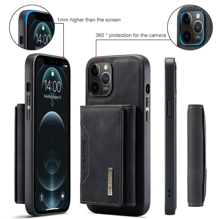 For iPhone 12 Pro Max DG.MING M2 Series 3-Fold Multi Card Bag + Magnetic Back Cover Shockproof Case with Wallet & Holder Function(Black) - iPhone 12 Pro Max Cases by DG.MING | Online Shopping South Africa | PMC TechLife | Buy Now Pay Later Mobicred