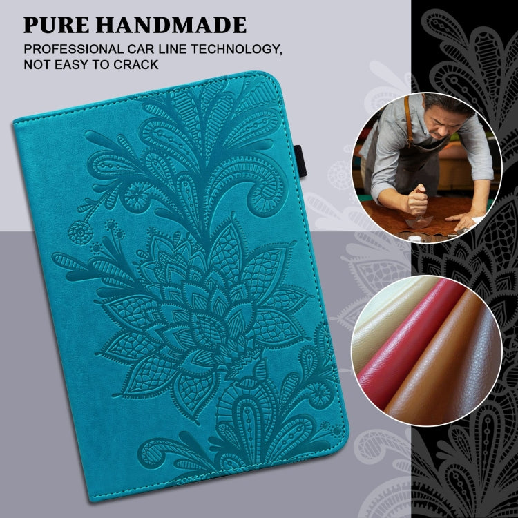 Lace Flower Embossing Pattern Horizontal Flip Leather Case with Holder & Card Slots & Wallet & Photo Frame & Sleep / Wake-up Function For iPad 9.7 2018 / 9.7  2017 / Air 2 / Air(Blue) - free shipping - PMC TechLife - Order now!