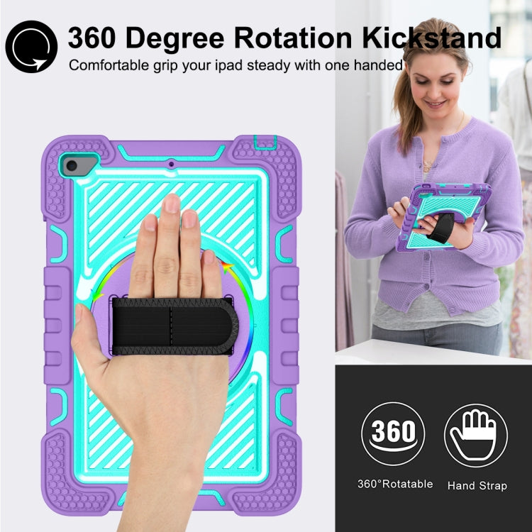 360 Degree Rotation Contrast Color Shockproof Silicone + PC Case with Holder & Hand Grip Strap & Shoulder Strap For iPad mini (2019) / 4(Purple+Mint Green) - free shipping - PMC TechLife - Order now!