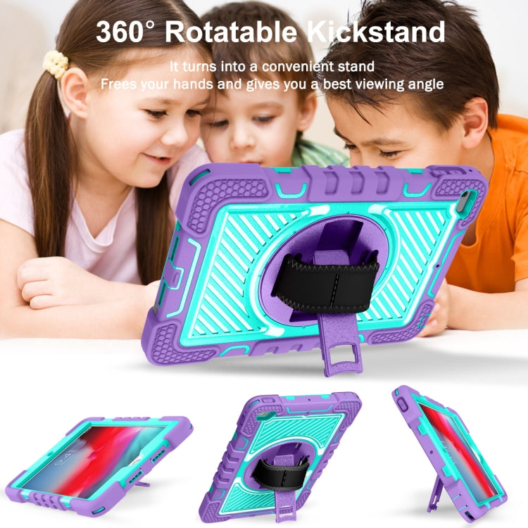 360 Degree Rotation Contrast Color Shockproof Silicone + PC Case with Holder & Hand Grip Strap & Shoulder Strap For iPad mini (2019) / 4(Purple+Mint Green) - free shipping - PMC TechLife - Order now!