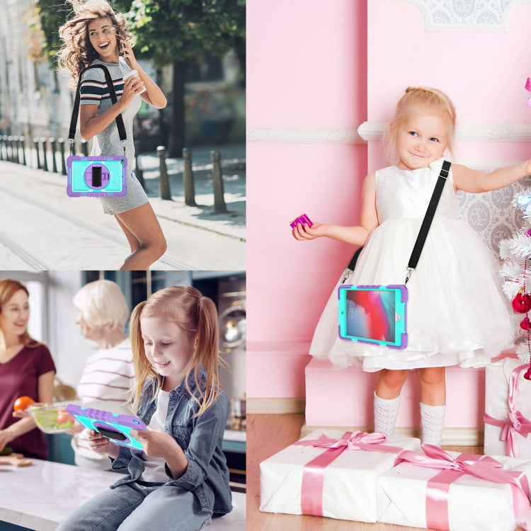 360 Degree Rotation Contrast Color Shockproof Silicone + PC Case with Holder & Hand Grip Strap & Shoulder Strap For iPad mini (2019) / 4(Purple+Mint Green) - free shipping - PMC TechLife - Order now!