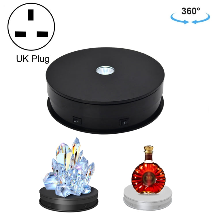 20cm Electric Rotating Turntable Display Stand LED Light Video Shooting Props Turntable, Power Plug:220V UK Plug(Black) -  by PMC TechLife | Online Shopping South Africa | PMC TechLife